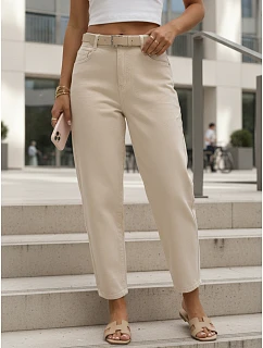 Dámske nohavice v farbe ecru FashionStreet UY3089