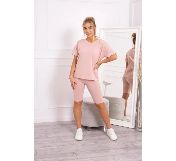 Komplet top+legginsy ciemny pudrowy róż