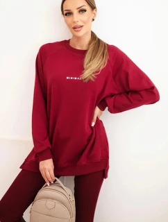 Dámská souprava bavlněná mikina a legíny s nápisem Minimal bordový