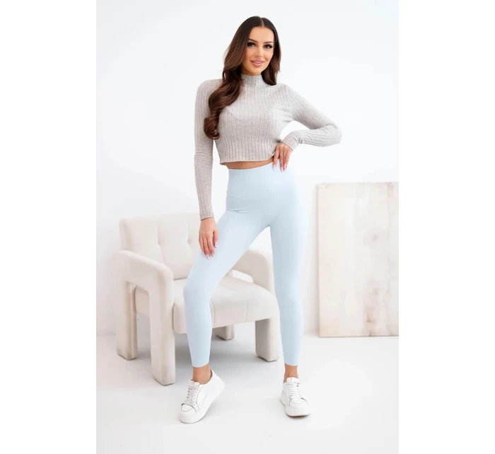 Dámské legíny s vysokým pasem a elastickým pasem modré