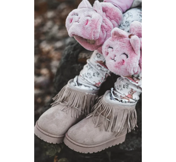 Zateplené dětské sněhule s ozdobnými třásněmi Béžová Nimia Zateplené dětské sněhule s ozdobnými třásněmi Béžová Nimia