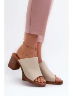 Elegantné ľahké dámske papuče na vysokom podpätku, béžová Varnila