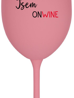 NEJSEM ONLINE JSEM ONWINE - růžová sklenice na víno 350 ml