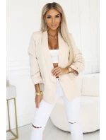 model 21745283 Dámské klasické sako s nabíranými rukávy béžové - numoco basic