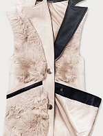 Krémová dámska vesta s kožušinkou (BR9593-46)