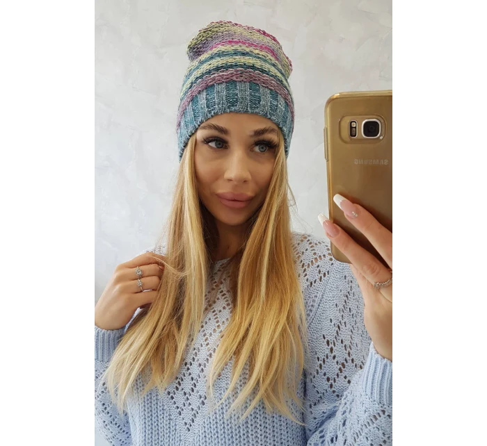 Fleecová čiapka Krystyna K207 fuchsiová+modrá