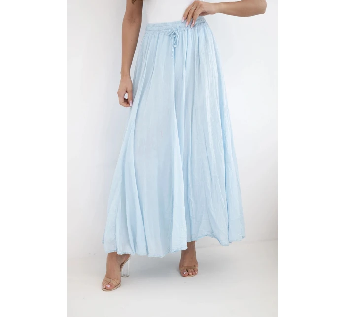 Dámská maxi bavlněná sukně s gumičkou v pase modrá
