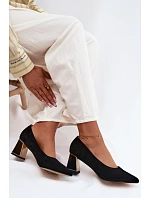 Lodičky z přírodního semiše na podpatku Vinceza 66921 Černé