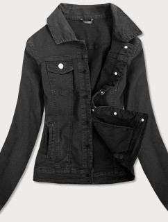 Vypasovaná čierna dámska džínsová bunda (F2331)