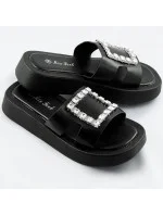 Čierne dámske šľapky so zirkónmi (CM-50)