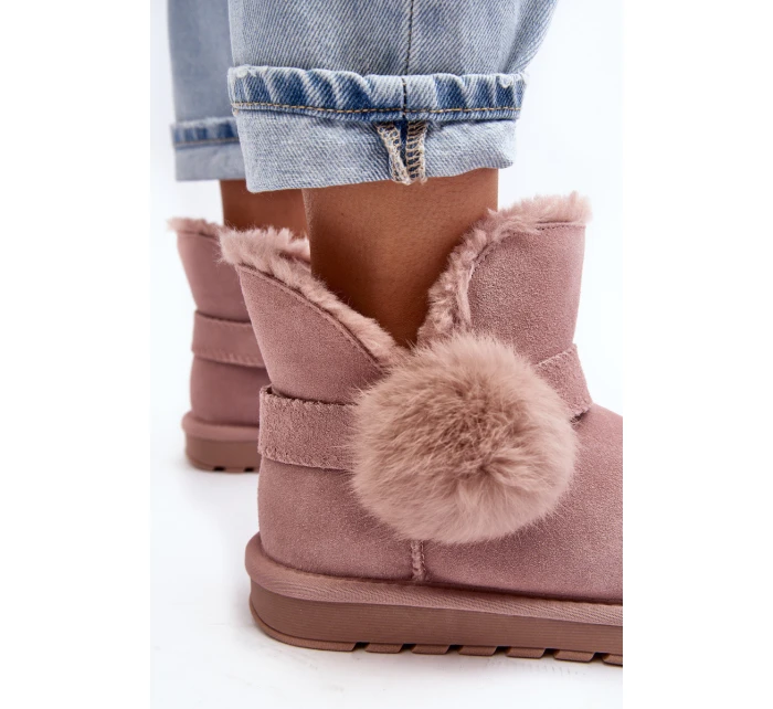 Zamszowe Śniegowce Damskie Z Wycięciami Różowe Eraclio Zamszowe Śniegowce Damskie Z Wycięciami Różowe Eraclio