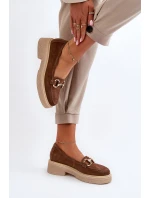 model 21652497 Zamszové Dámské Mokasíny S Ozdobou Hnědé - Zazoo