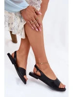 Sandały Damskie Na Płaskim Obcasie Czarne Weanise