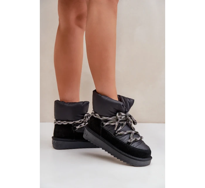 Dámske semišové snežnice s hrubým šnurovaním D.Franklin DFSH375003 Black Dámske semišové snežnice s hrubým šnurovaním D.Franklin DFSH375003 Black