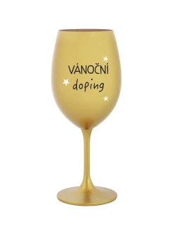 VÁNOČNÍ DOPING - zlatá sklenice na víno 350 ml