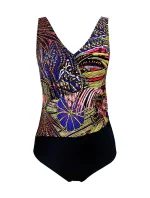 Jednodielne plavky PERU čierne s potlačou - Mediolano