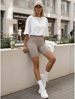 Dámske cyklistické šortky s vysokým pásom šedé FashionStreet SY0575 Dámske cyklistické šortky s vysokým pásom šedé FashionStreet SY0575