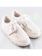 Béžové dámske športové topánky so zakrytým šnurovaním (RA2049)