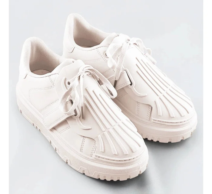 Béžové dámske športové topánky so zakrytým šnurovaním (RA2049)