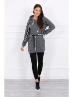 Šaty zdobené páskou grafitové barvy Šaty zdobené páskou grafitové barvy