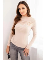 Dámska blúzka z viskózy s ozdobným zapínaním béžová
