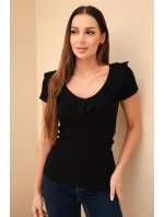 Dámská bavlněná blůza s dlouhým rukávem a lodičkovým výstřihem model 21865132 - K-Fashion Dámská bavlněná blůza s dlouhým rukávem a lodičkovým výstřihem model 21865132 - K-Fashion