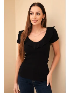 Dámská bavlněná blůza s dlouhým rukávem a lodičkovým výstřihem model 21865132 - K-Fashion