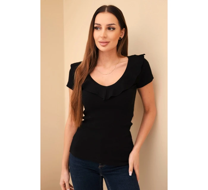 Dámská bavlněná blůza s dlouhým rukávem a lodičkovým výstřihem model 21865132 - K-Fashion Dámská bavlněná blůza s dlouhým rukávem a lodičkovým výstřihem model 21865132 - K-Fashion