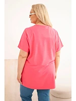 Dámská bavlněná halenka Plus Size s model 22185751 růžová - K-Fashion Dámská bavlněná halenka Plus Size s model 22185751 růžová - K-Fashion