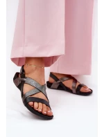 Płaskie Skórzane Sandały Damskie Zazoo 40032 Czarne