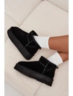 Semišové dámské zimní boty na platformě model 21707888 Černé - VINCEZA