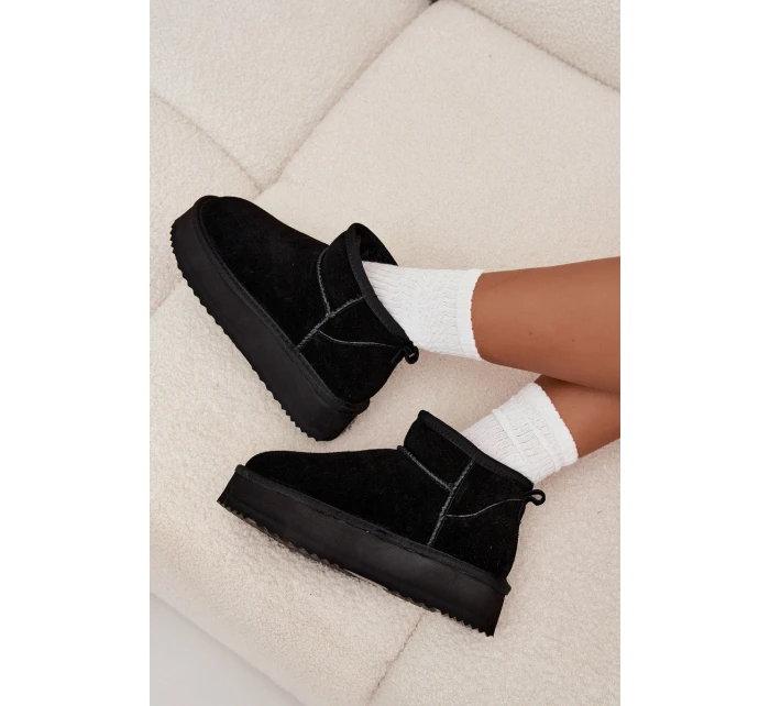 Semišové dámské zimní boty na platformě model 21707888 Černé - VINCEZA