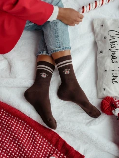 Dámske vianočné ponožky Sob s pruhmi 1283.014