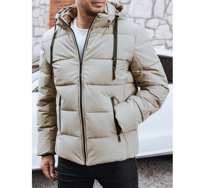 Pánská prošívaná zimní bunda s kapucí světle béžová Dstreet model 21991486 - FashionStreet