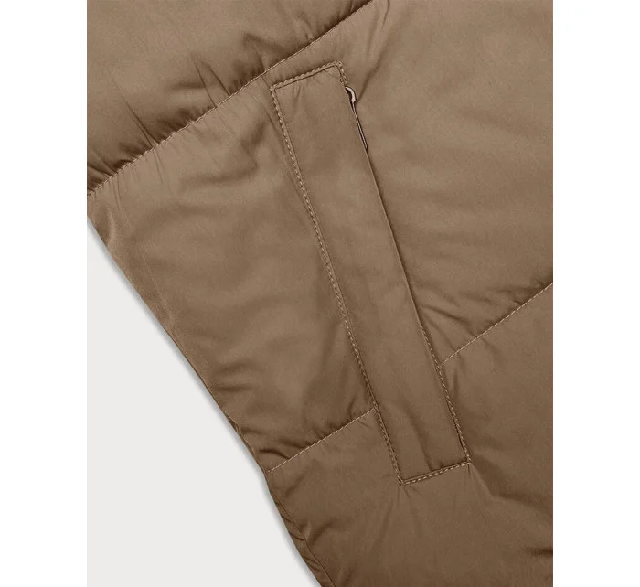 Tmavě krátká dámská vesta s kapucí model 18983670 - J.STYLE Tmavě krátká dámská vesta s kapucí model 18983670 - J.STYLE