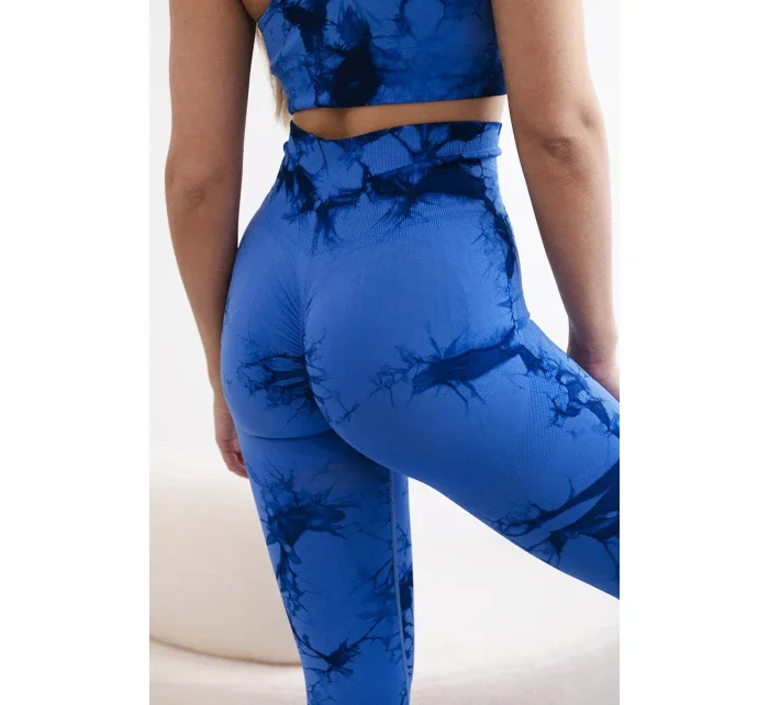 Fitness set top s model 20129789 ramínky + push up legíny chrpově modrá - K-Fashion