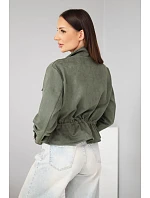 Dámská semišová bunda s kapsami a model 22293758 v pase khaki - K-Fashion Dámská semišová bunda s kapsami a model 22293758 v pase khaki - K-Fashion