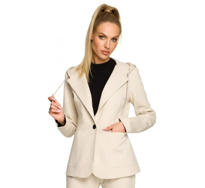 model 17626046 Bunda s kapucí a jedním knoflíkem černá - Moe