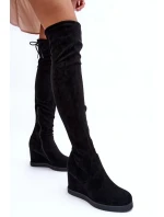 Kozačky na klínu model 20776994 černé Step in style - SWEET SHOES Kozačky na klínu model 20776994 černé Step in style - SWEET SHOES