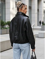 Dámska oversize čierna kožená bunda FashionStreet TY5664