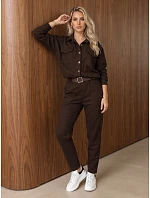 Dámska súprava s blúzkou a nohavicami, hnedá, FashionStreet AY1237 Dámska súprava s blúzkou a nohavicami, hnedá, FashionStreet AY1237