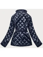 Tmavě modrá prošívaná dámská bunda s páskem model 17099015 - BH FOREVER