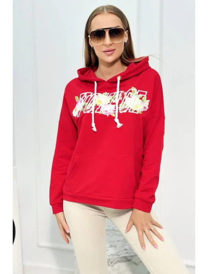 Mikina s nápisom Voyage červený Mikina s nápisom Voyage červený