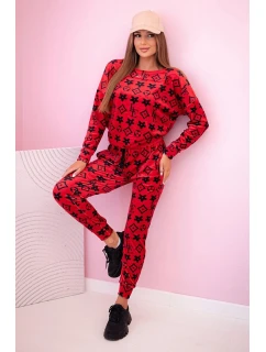 Dámska velúrová súprava s červeným monogramom