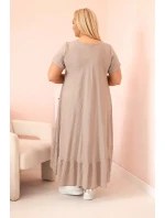 Dámské šaty plus size s krátkým rukávem a volánem z lehké viskózy fango