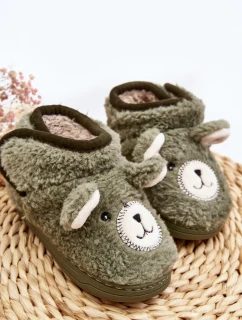 Dětské vyhřívané pantofle se zeleným medvídkem model 21641182 - Boto