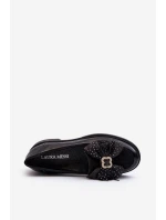 Dámské lakované mokasíny s mašlí model 21648033 černé - Laura Messi