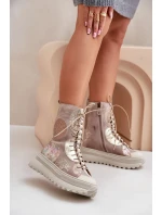 Skórzane Zamszowe Botki Na Platformie Ocieplane Maciejka 06565-04 Beżowe