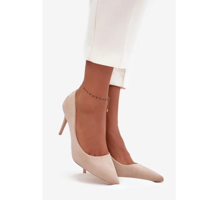 Dámské lodičky z eko semiše béžové model 21711417 - Boto