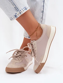 Semišové dámske tenisky s dvojitým šnurovaním Big Star UU274001 Beige